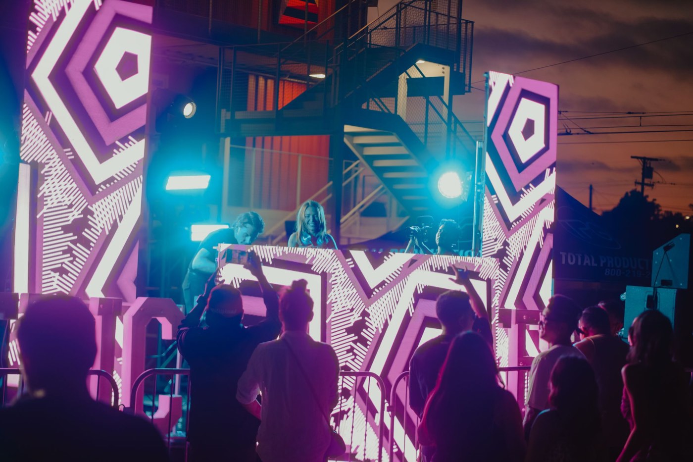 Neon lighting over the dancefloor